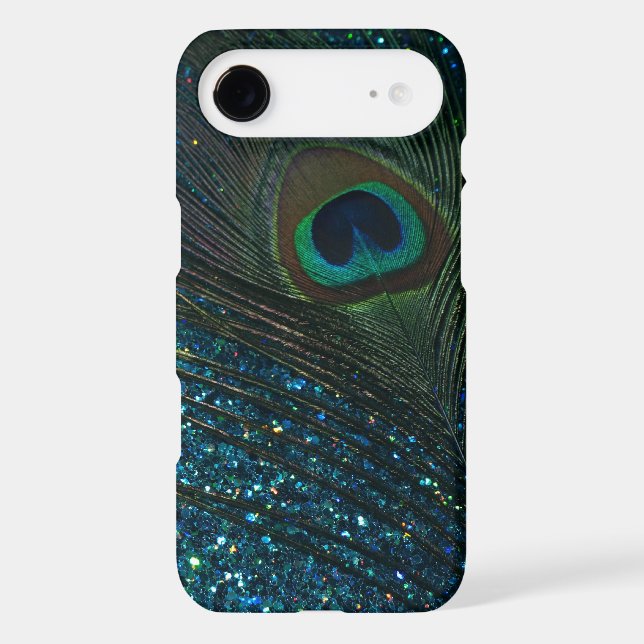 Glittery Aqua Peacock Case-Mate iPhone Case (Back)