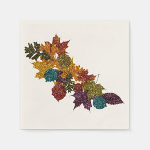 Glittery Autumn Leaves Napkin