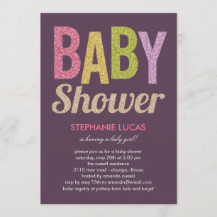 Glittery Baby Shower Invitation - Girl