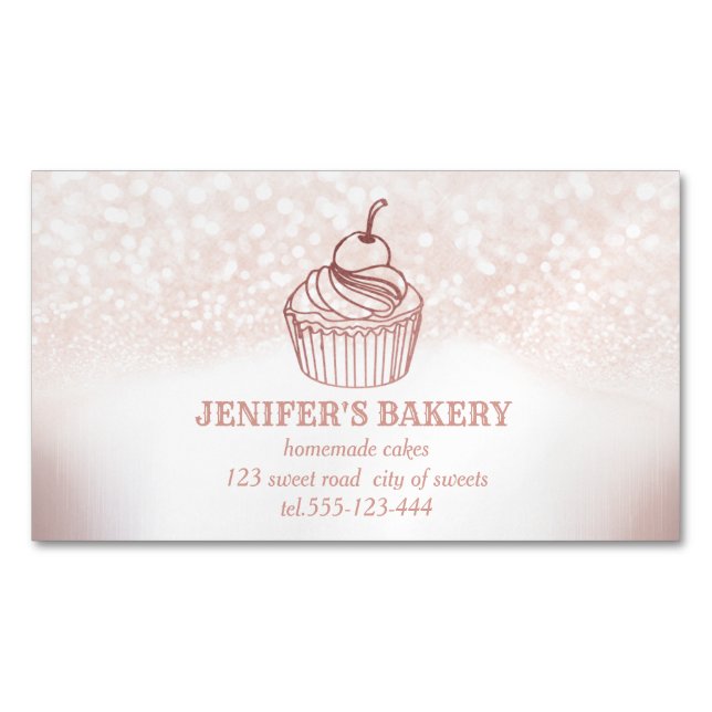 Glittery bakery homemade cupcakes and sweets 	Magnetic business card (Front)