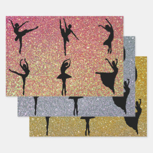 Glittery Ballet Dance Ballerina Dancer Wrapping Paper Sheet