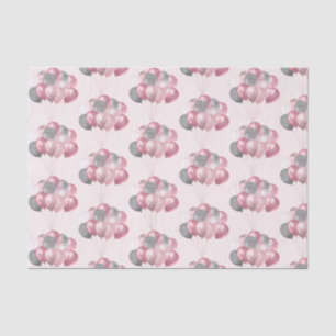 Glittery Balloon Bunch in Pink and Silver Pattern Tissue Paper