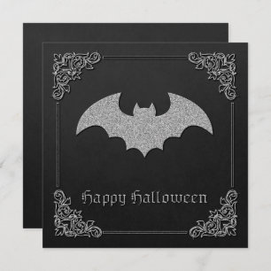 Glittery Bat Halloween Greeting Card