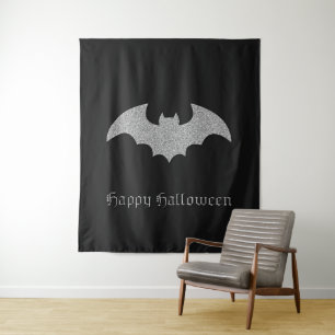 Glittery Bat Halloween Photo Backdrop Tapestry