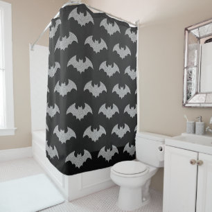 Glittery Bat Halloween Shower Curtain
