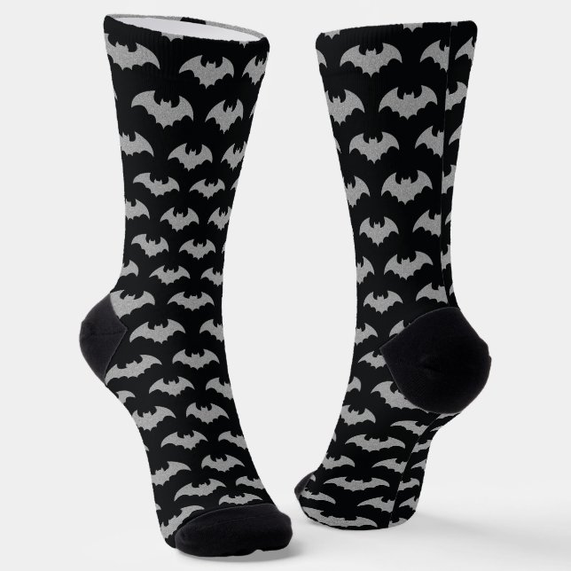 Glittery Bat Halloween Socks (Angled)