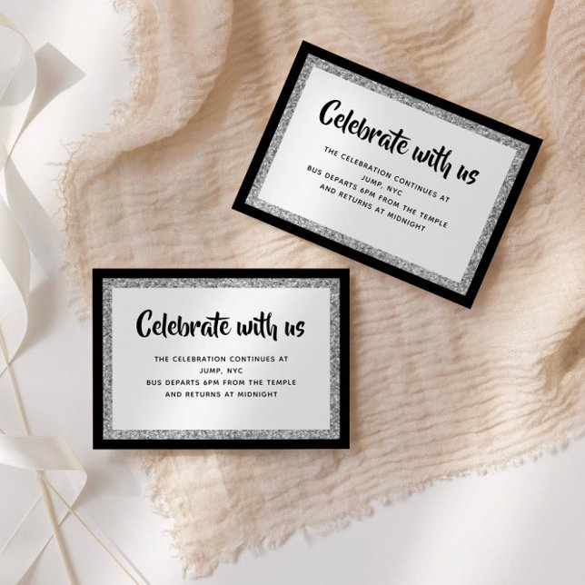 Glittery Bat Mitzvah Black and Silver Detail Card (Creator Uploaded)