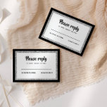 Glittery Bat Mitzvah Elegant Black and Silver RSVP Card<br><div class="desc">This trendy insert card features bold lettering on the front with a layered look in silver glitter and white,  and a solid coloured back.  Add your text using the template form.  Change the font,  layout and colours using the Customise feature.</div>