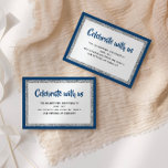 Glittery Bat Mitzvah Navy Blue and Silver Detail Enclosure Card<br><div class="desc">This trendy insert card features bold lettering on the front with a layered look in silver glitter and white,  and a solid coloured background. Add your text using the template form. Change the font,  layout and colours using the Design Tool.</div>