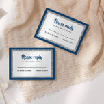 Glittery Bat Mitzvah Navy Blue and Silver RSVP Card<br><div class="desc">This trendy insert card features bold lettering on the front with a layered look in silver glitter and white,  and a solid coloured back.  Add your text using the template form.  Change the font,  layout and colours using the Customise feature.</div>