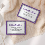 Glittery Bat Mitzvah Purple and Silver Detail Card<br><div class="desc">This trendy insert card features bold lettering on the front with a layered look in silver glitter and white,  and a solid coloured back. Add your text using the template form. Change the font,  layout and colours using the Design Tool.</div>