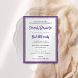 Glittery Bat Mitzvah Purple and Silver Rectangle Invitation<br><div class="desc">This trendy Bat Mitzvah invitation features sparkling faux glitter layered against a solid colour background. Use the template form to add your own information. The Design Tool can be used to change the font style,  colour and layout.</div>