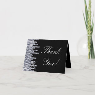 Glittery Black/Silver Glamour Thank You Card