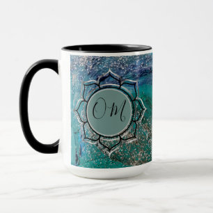 Glittery Blue Elegant OM Lotus    Mug