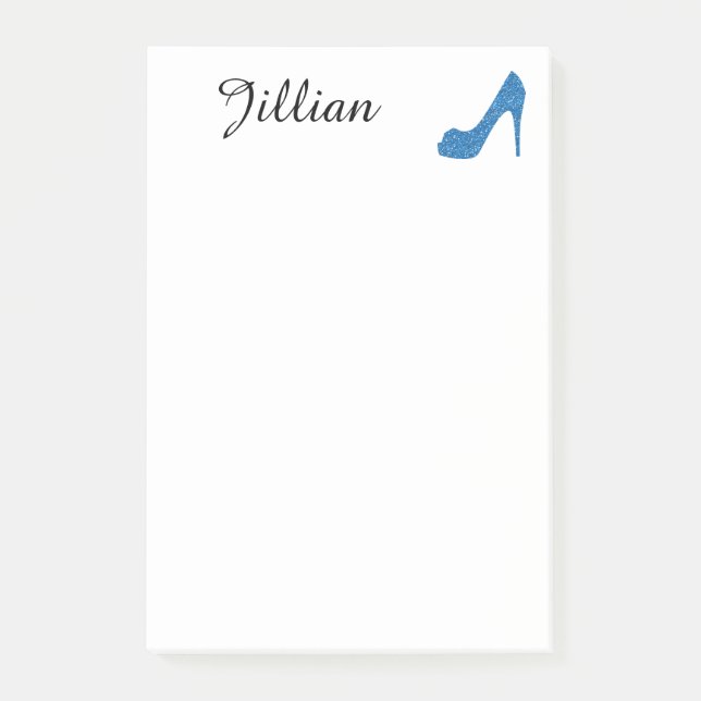 Glittery Blue High Heel Post-it Notes (Front)