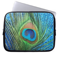 Glittery Blue Peacock Feather Still Life