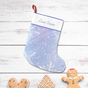 Glittery Blue Snowflake Christmas Stocking