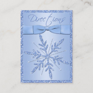 Glittery Blue Snowflake Directions Enclosure Card