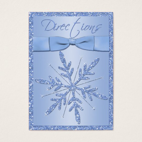 Glittery Blue Snowflake Directions Enclosure Card