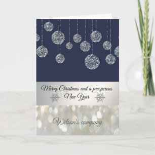Glittery bokeh Christmas balls  corporate Holiday Card