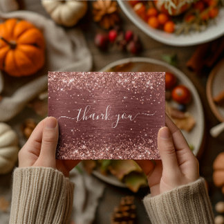 Glittery Brick Red Foil 40th Birthday Thank You Postcard