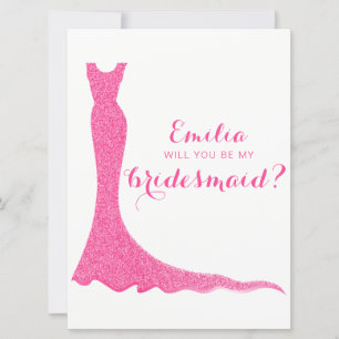 Glittery bridesmaid dress invitation