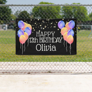 Glittery Bright Pastels Girl's Happy Birthday Banner