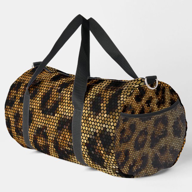 Glittery Brown Leopard Pattern Duffle Bag (Right Corner)