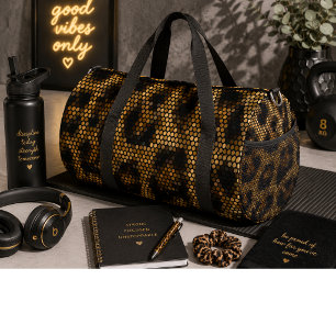 Glittery Brown Leopard Pattern Duffle Bag