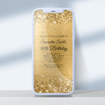 Glittery Brushed Gold Foil 50th Birthday Invitation<br><div class="desc">A glamourous 50th birthday invitation for her for print or digital download. Faux shiny gold glitter with sparkles against a coordinating faux brushed metal foil graphic image. Customise the calligraphy and font styles as needed to create your own invite for her glamourous milestone celebration. All the sparkly and shiny elements...</div>