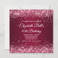Glittery Burgundy Ombre 90th Birthday