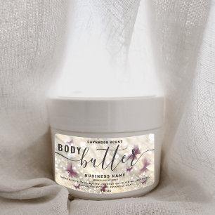 Glittery butterfly script body butter label