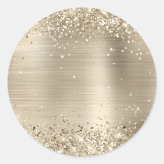 Glittery Champagne Foil Blank Classic Round Sticker