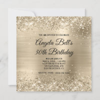 Glittery Champagne Gold Foil Fancy Monogram