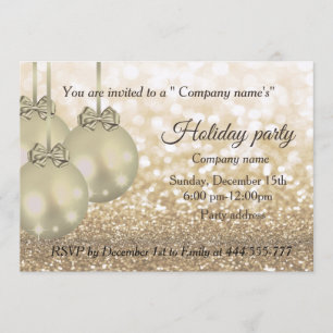 Glittery Christmas balls company holiday party Invitation