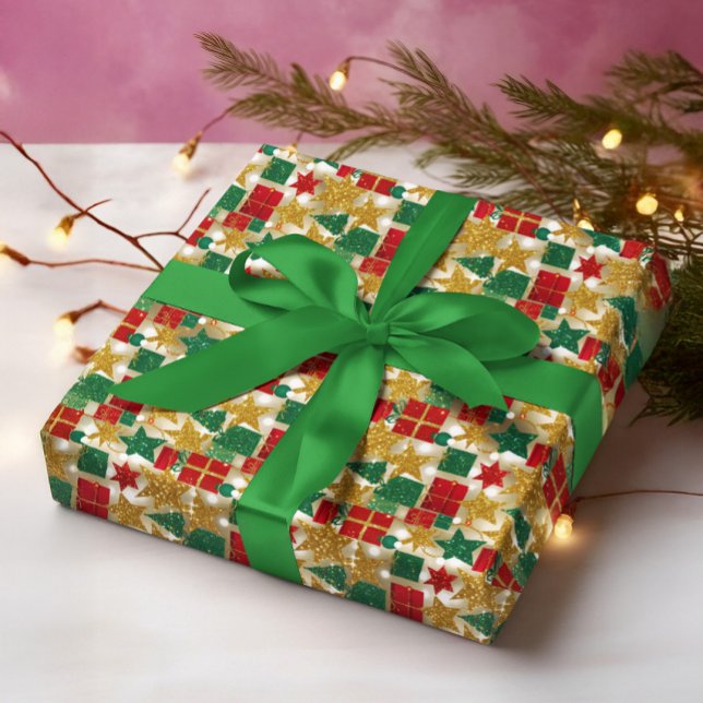 Glittery Christmas Pattern Wrapping Paper (Creator Uploaded)