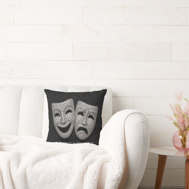 Glittery Comedy & Tragedy Drama Mask Cushion (Couch)