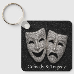 Glittery Comedy & Tragedy Drama Mask Key Ring