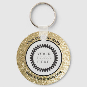 Glittery custom company logo key ring