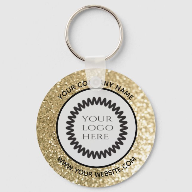 Glittery custom company logo key ring (Front)