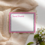 Glittery Dark Pink and Silver Thank You Flat Card<br><div class="desc">This trendy flat card features bold lettering on the front with a layered look in silver glitter and white,  and a solid coloured background. Add your text using the template form. Change the font,  layout and colours using the Customise feature.</div>