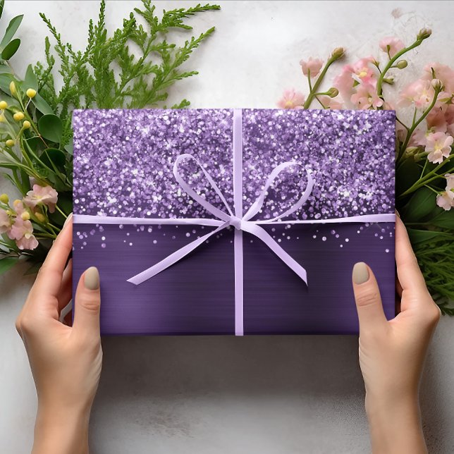 Glittery Dark Violet Faux Foil Wrapping Paper Sheet (Glittery Dark Violet Faux Foil Wrapping Paper Sheets)