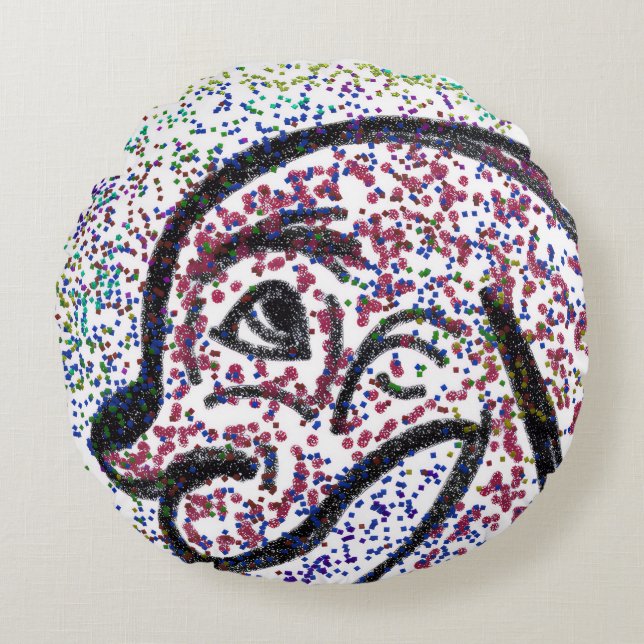 Glittery Doggie Round Pillow (Front)