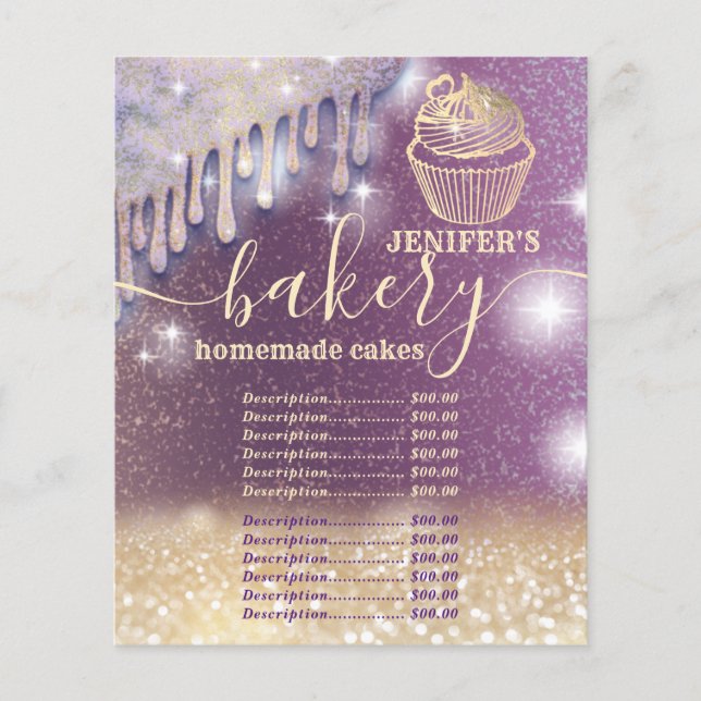 Glittery  drips cupcake chef script bakery  (Front)