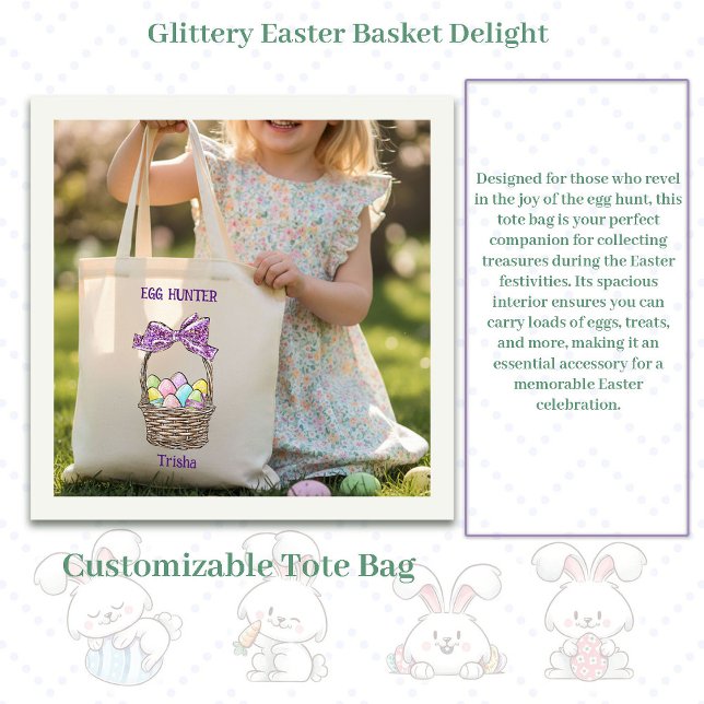 Glittery Easter Basket Delight Customisable Tote Bag (Creator Uploaded)