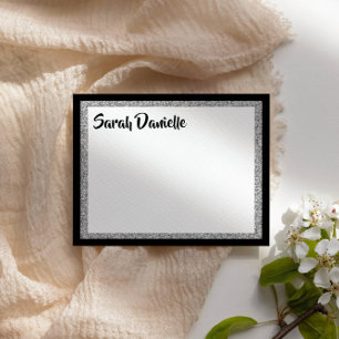 Glittery Elegant Black & Silver  Thank You Card