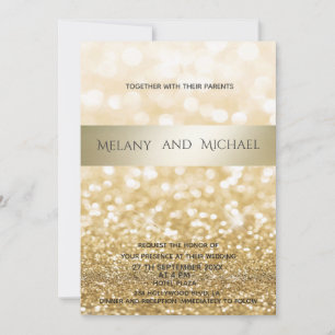 Glittery Elegant modern gold stripe Invitation
