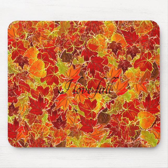 Glittery Fall/Autumn Leaves Mouse Mat (Front)