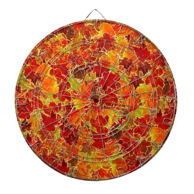 Glittery Fall Maple Leaves Dartboard (Front)
