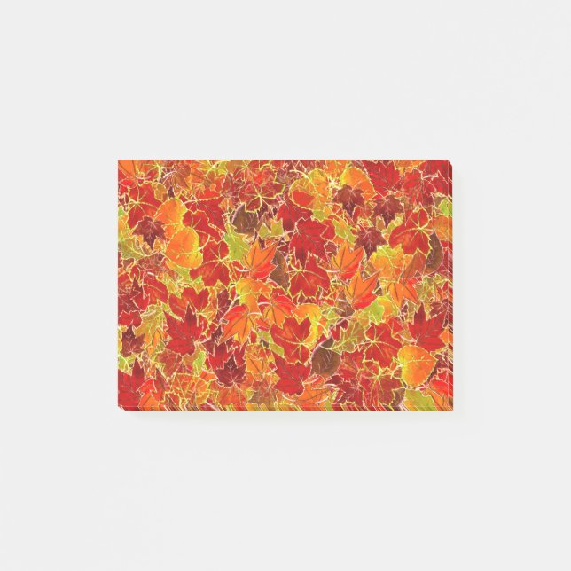 Glittery Fall Maple Leaves Post-it Notes (Front)